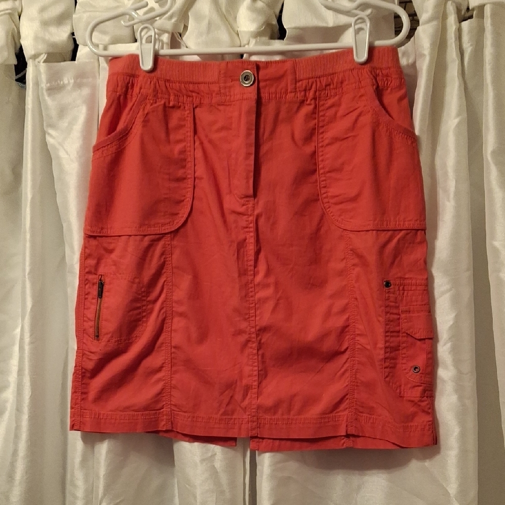 Chico's Vibrant Orange Skirt with Button Detail 1